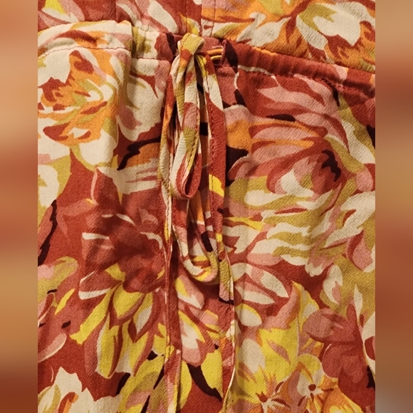 Torrid 1X Rust Floral Long Sleeve Peasant Top Blouse - Picture 3 of 6